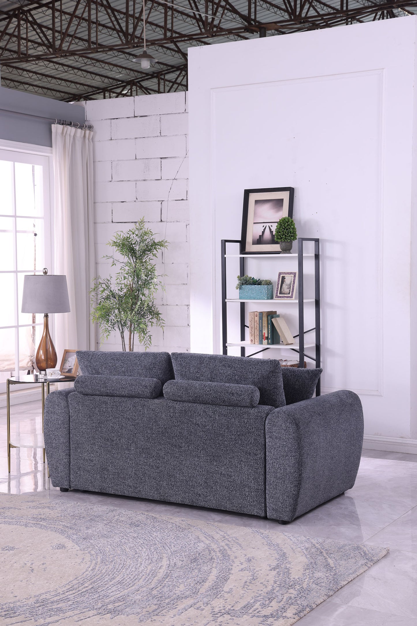 Modern Minimalist Gray Sofa - 2-Seater Medium-Soft Comfort