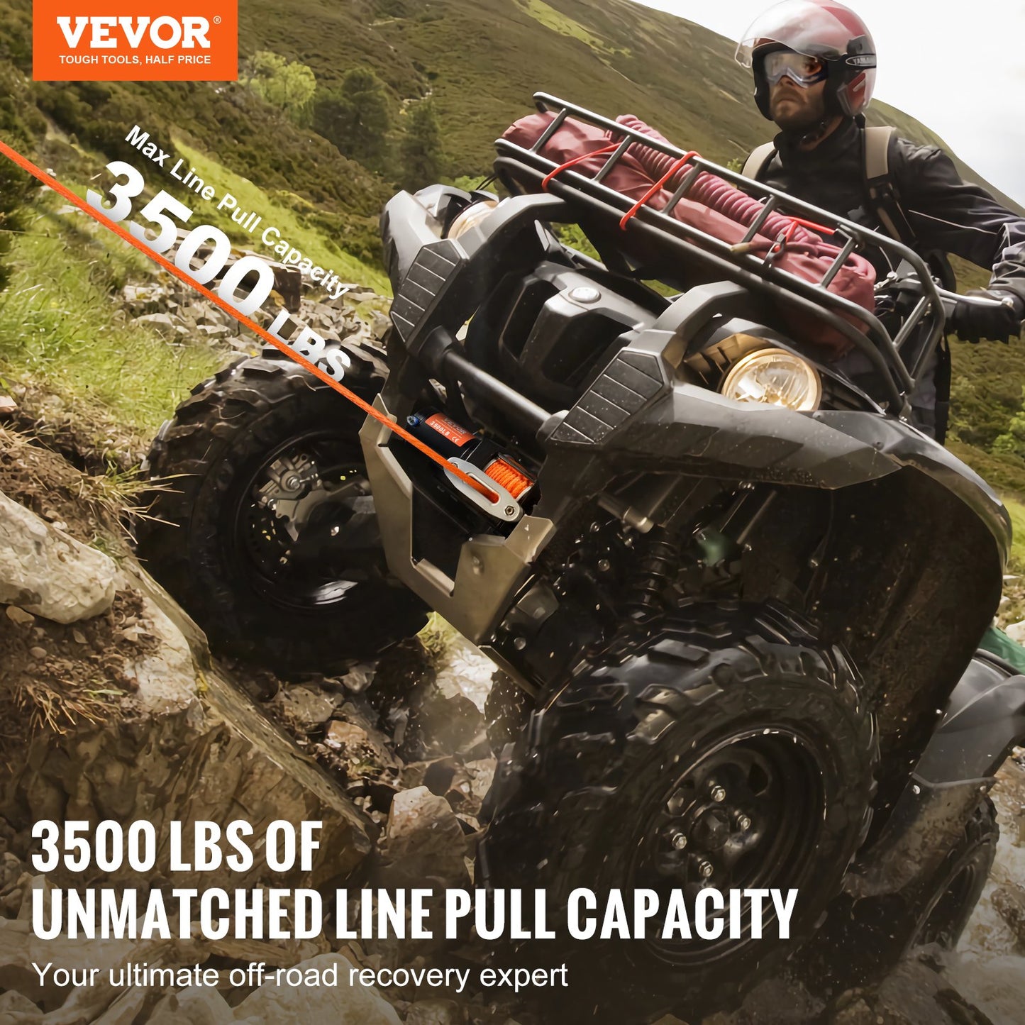 3500Lb Waterproof Electric Winch for ATV UTV Off-Road Recovery with Synthetic Rope