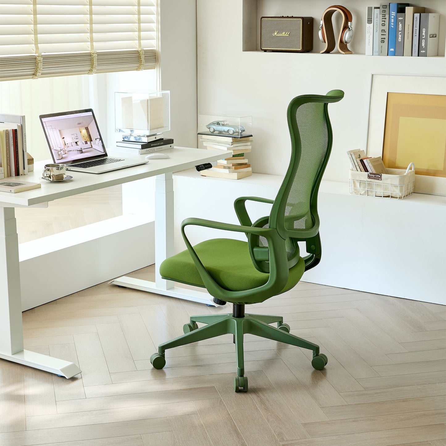 Ergonomic Green Office Chair with Adjustable Lumbar Support