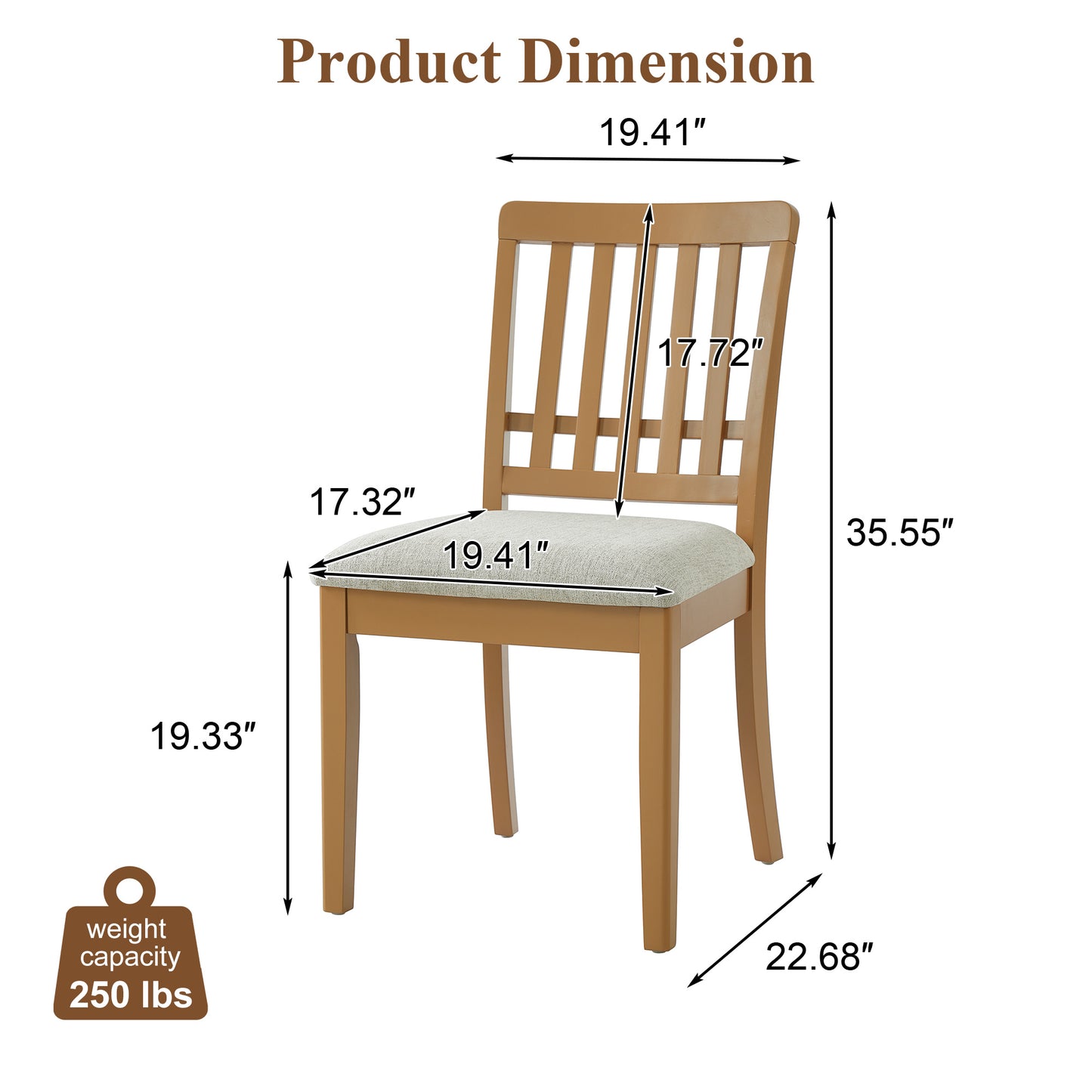 2-Piece Modern Scandinavian Dining Chairs, Curved Wood Backrest With