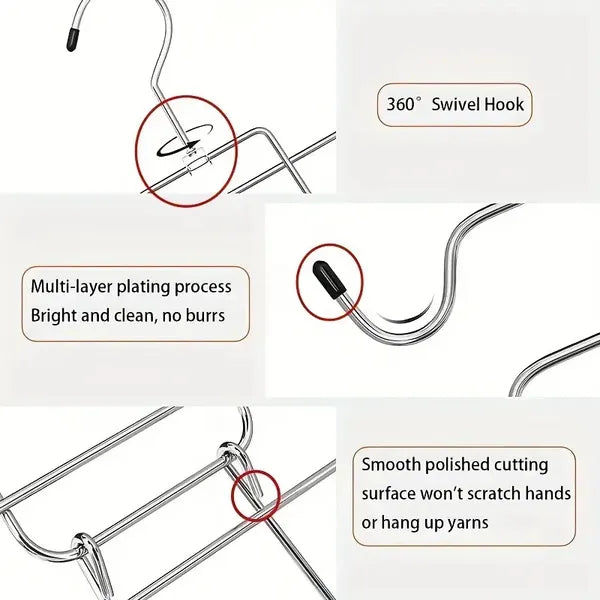 Stainless Steel Underwear & Bras Organizer Hanger - 8 Layers