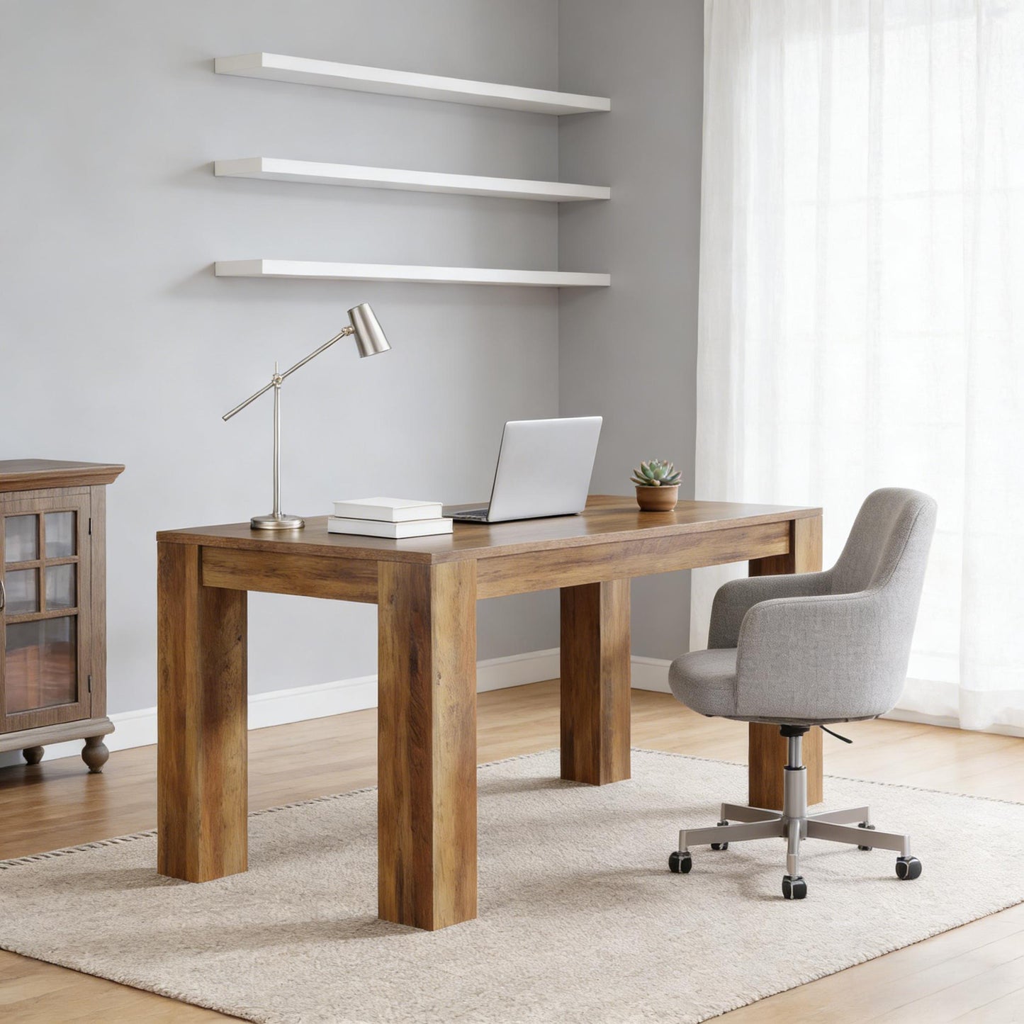 Rustic Brown Computer Desk - Minimalist Writing Table