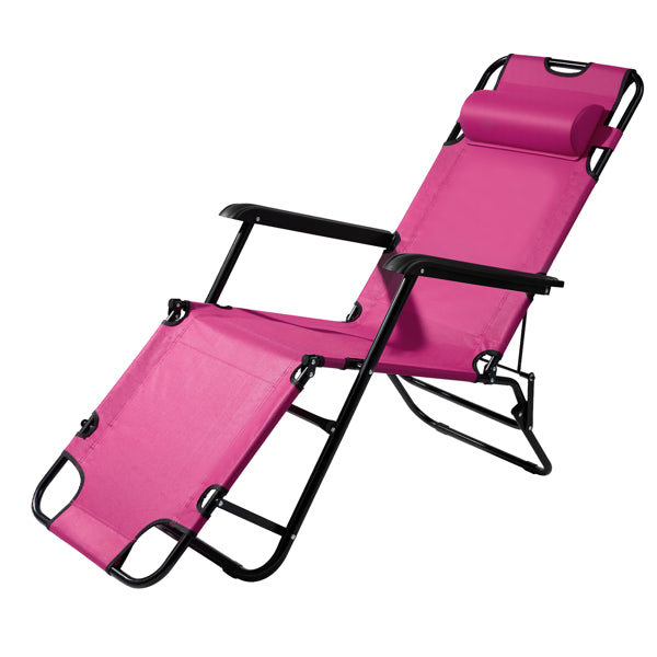 Portable Folding Reclining Chair - Pink