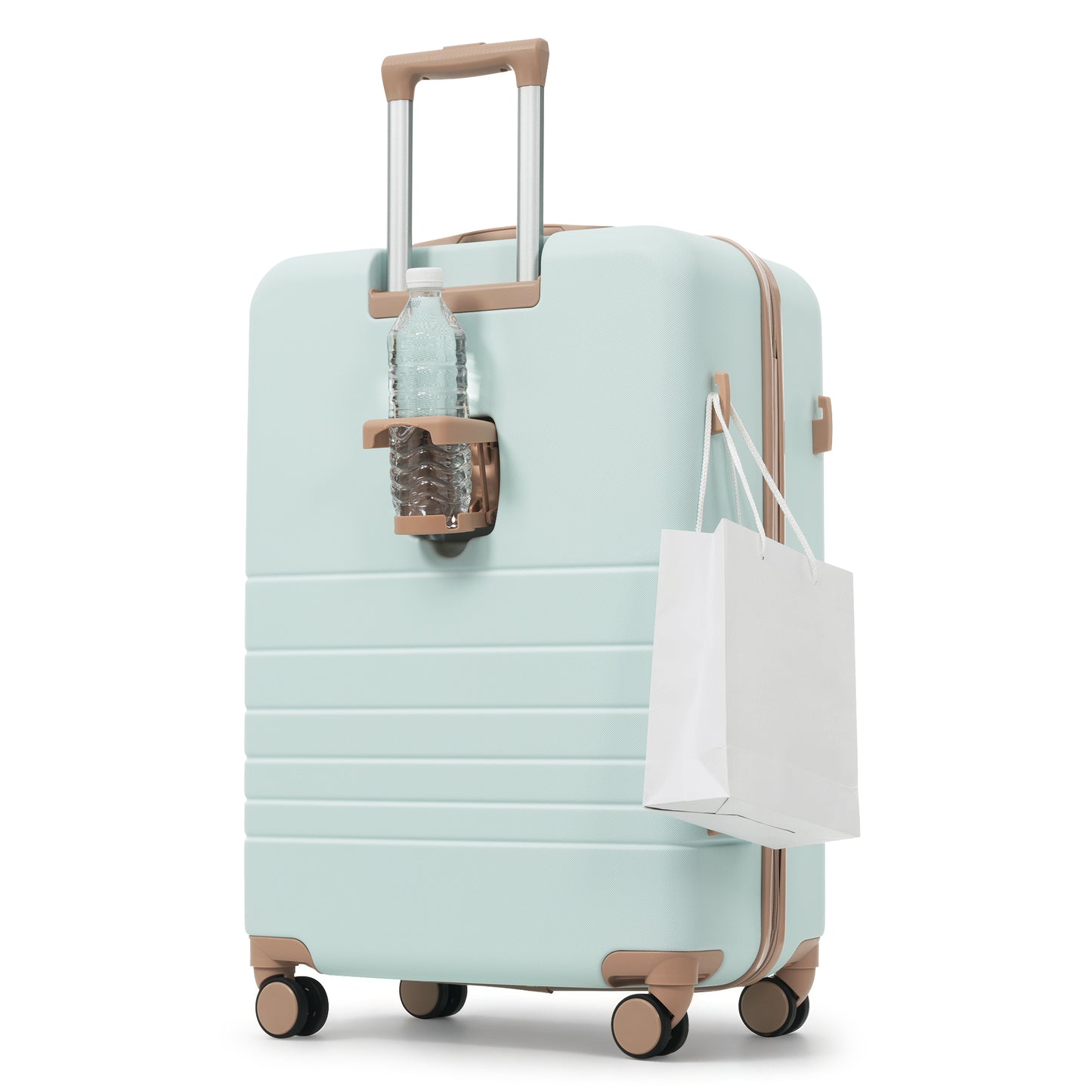 4-Piece Luggage Set with USB Charging Ports - Grey Green