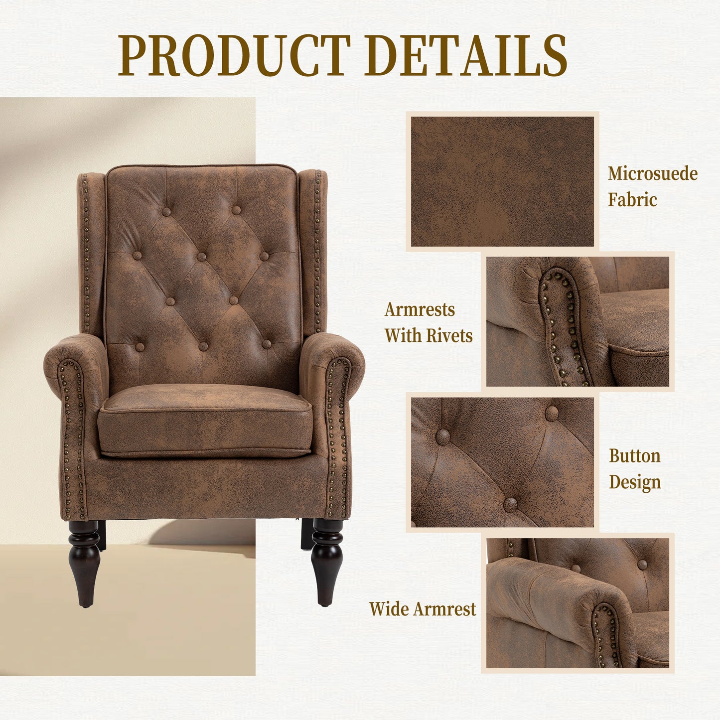 Wood Frame Armchair - Modern Accent Chair in Coffee