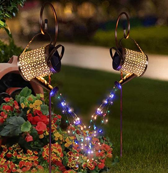 Solar Watering Can Garden Lights - Outdoor Pathway Lawn Decor, 2-Pack