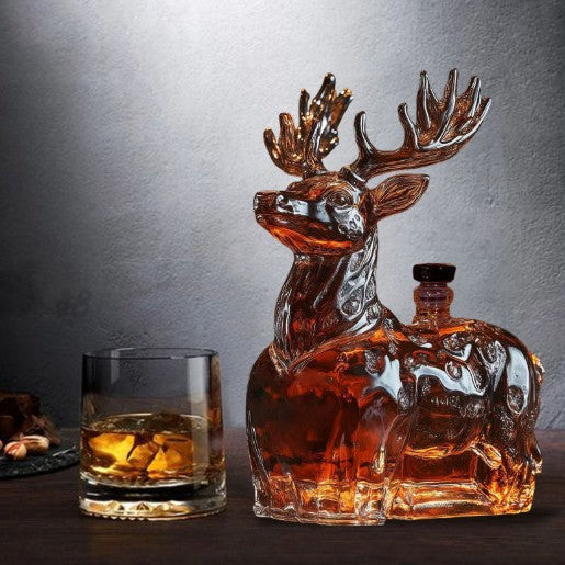 Decorative Glass Whiskey Bottle with Elephant and Deer Variants