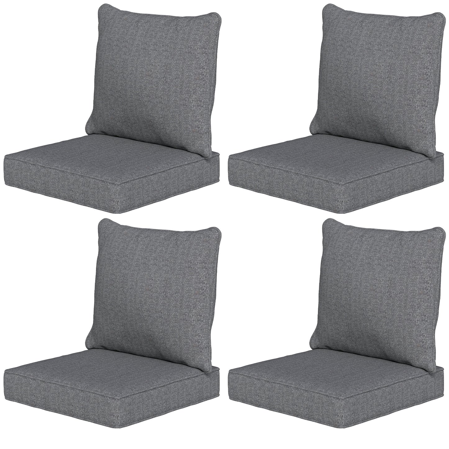 Patio Chair Cushions Set of 4 - Fade Resistant Gray