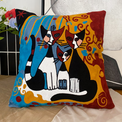 Decorative Embroidered Cushion Cover Abstract Picasso Style 45x45 cm