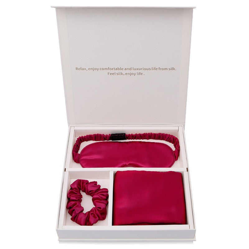 Silk Eye Mask Pillowcase Set with Hair Band - Sleep & Relaxation Gift Box