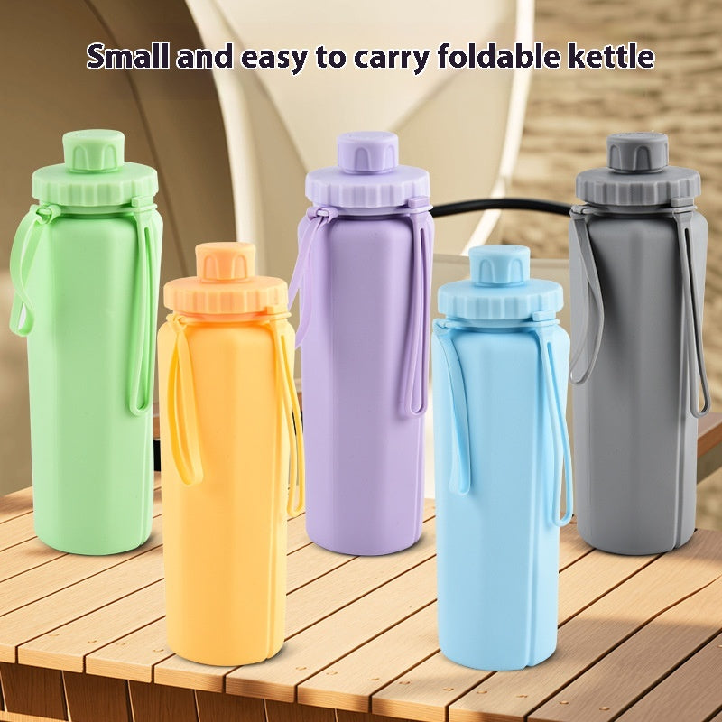 Silicone Folding Water Bottle 600ml for Outdoor Sports and Travel