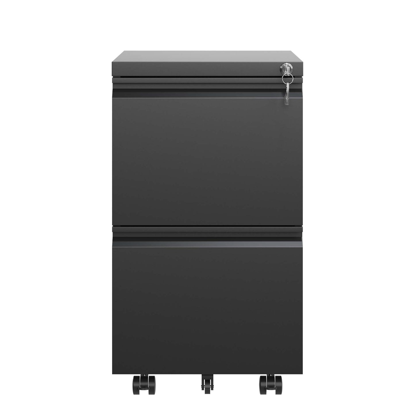 2 Drawer Mobile File Cabinet with Lock - Black Metal Office Storage
