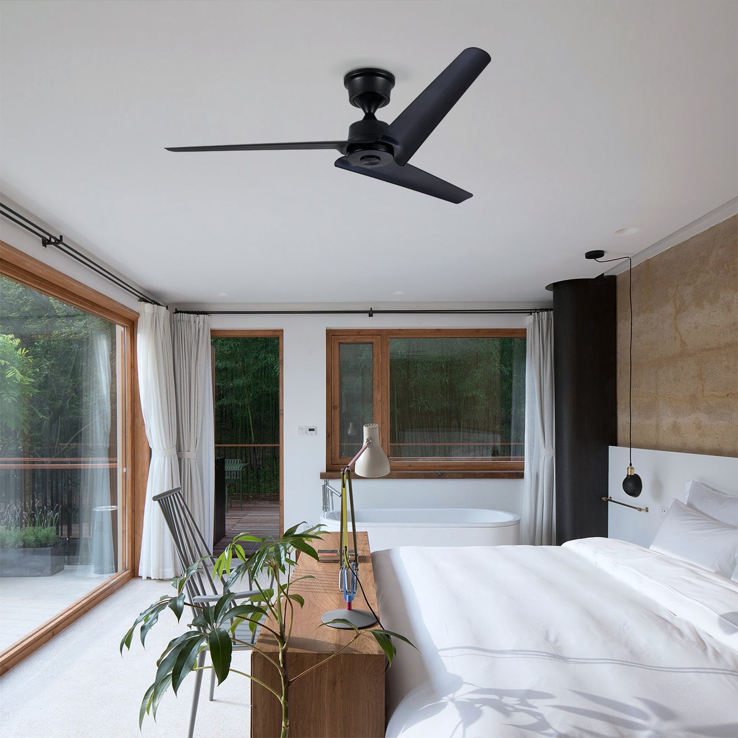 52-Inch Modern Ceiling Fan with Remote Control - Black