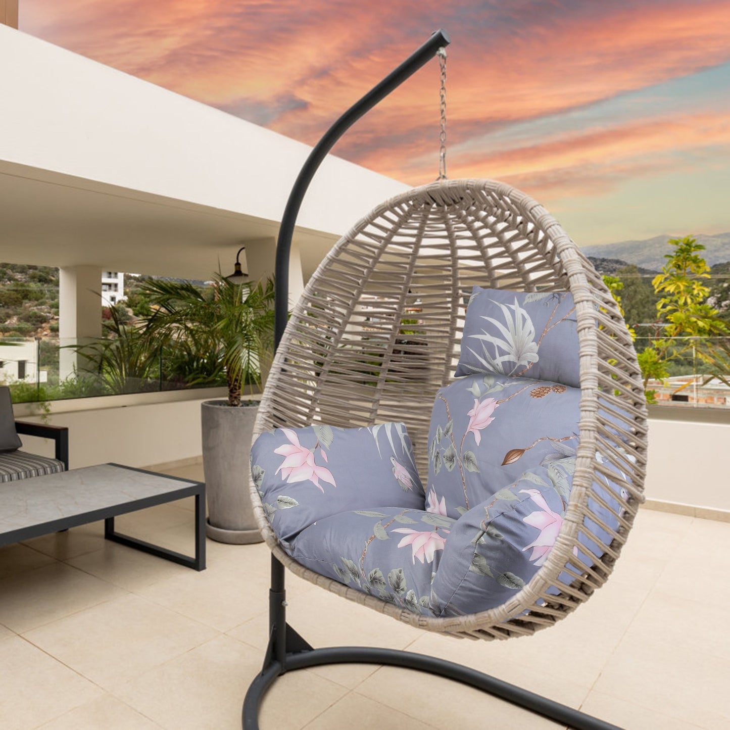 Thick Soft Egg Chair Cushion with Headrest for Hanging Chairs