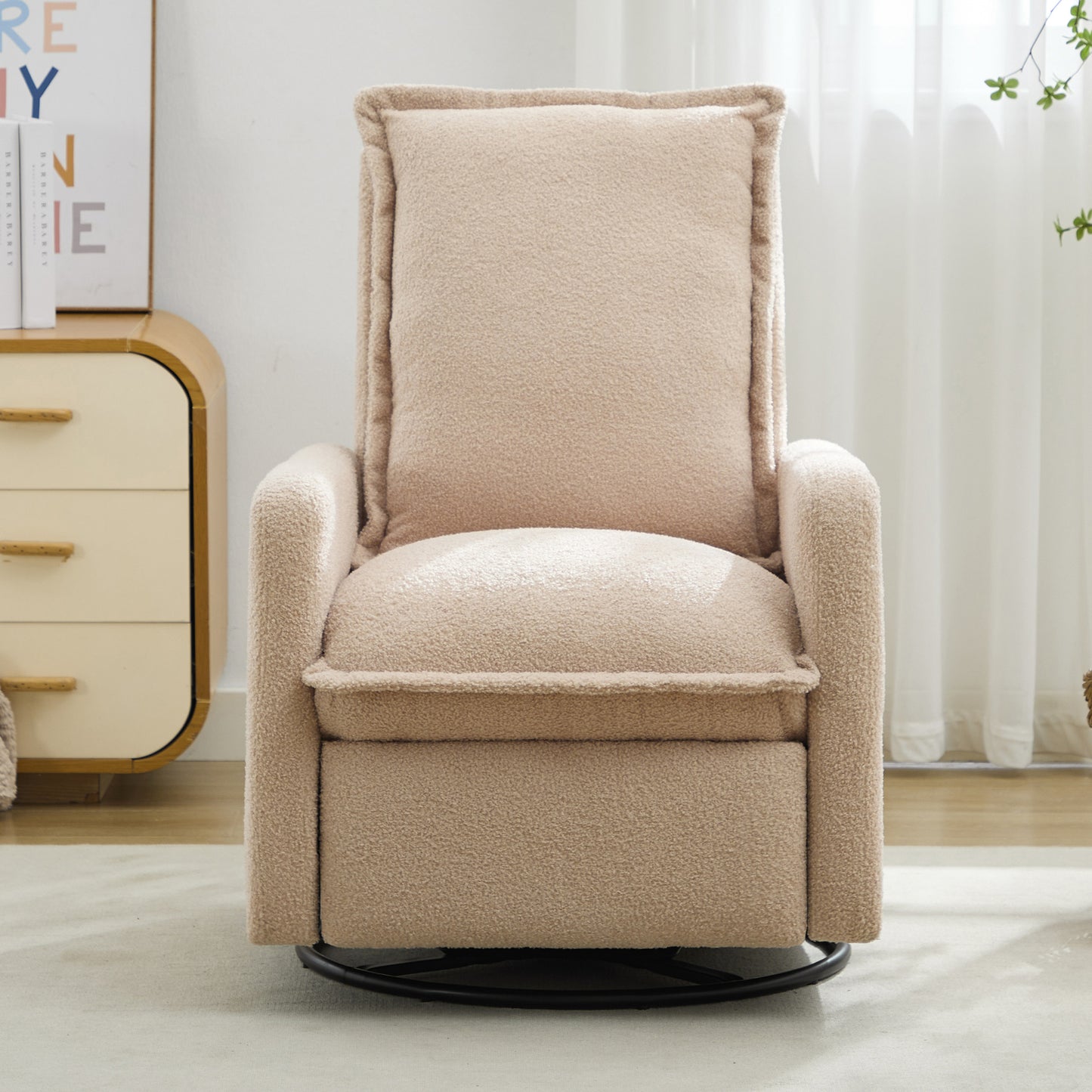 Swivel Rocker Recliner Chair - Teddy Fleece Oatmeal