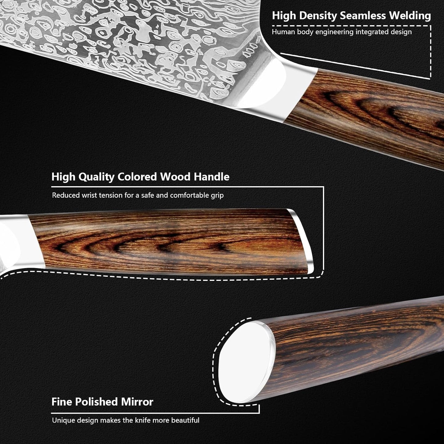 7.8 Inch Japanese Vanadium Steel Chef Knife with Rosewood Handle