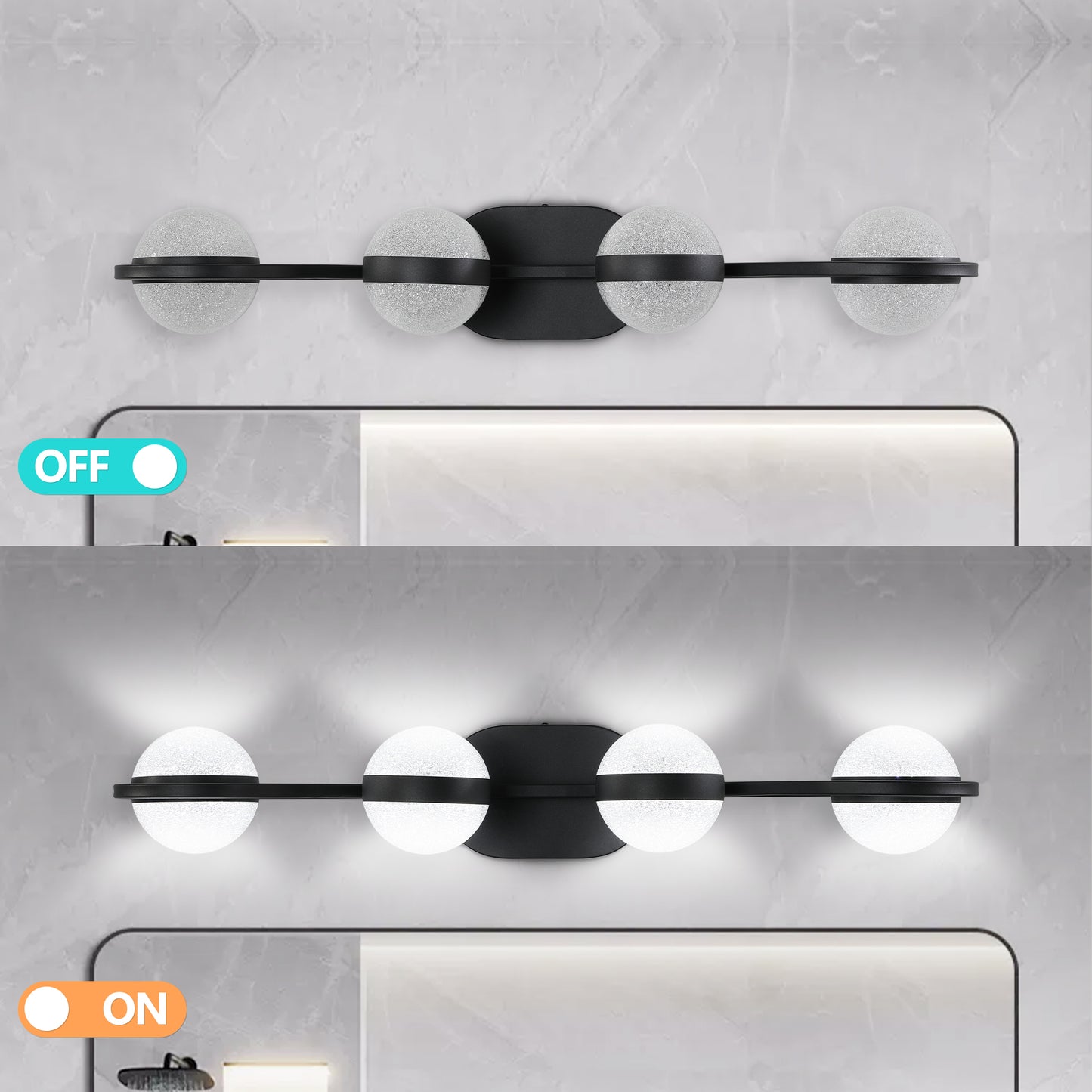 30-Inch Black Minimalist LED Bathroom Vanity Light Fixture