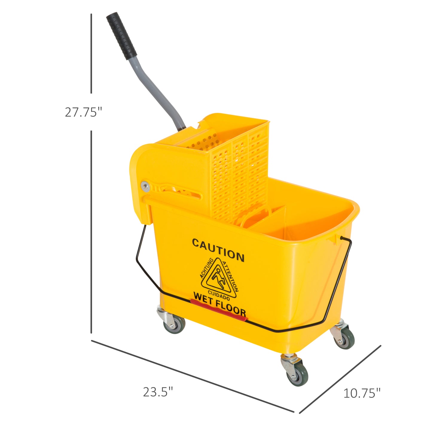Compact Mop Bucket with Wringer - 21 Quart Capacity, Yellow