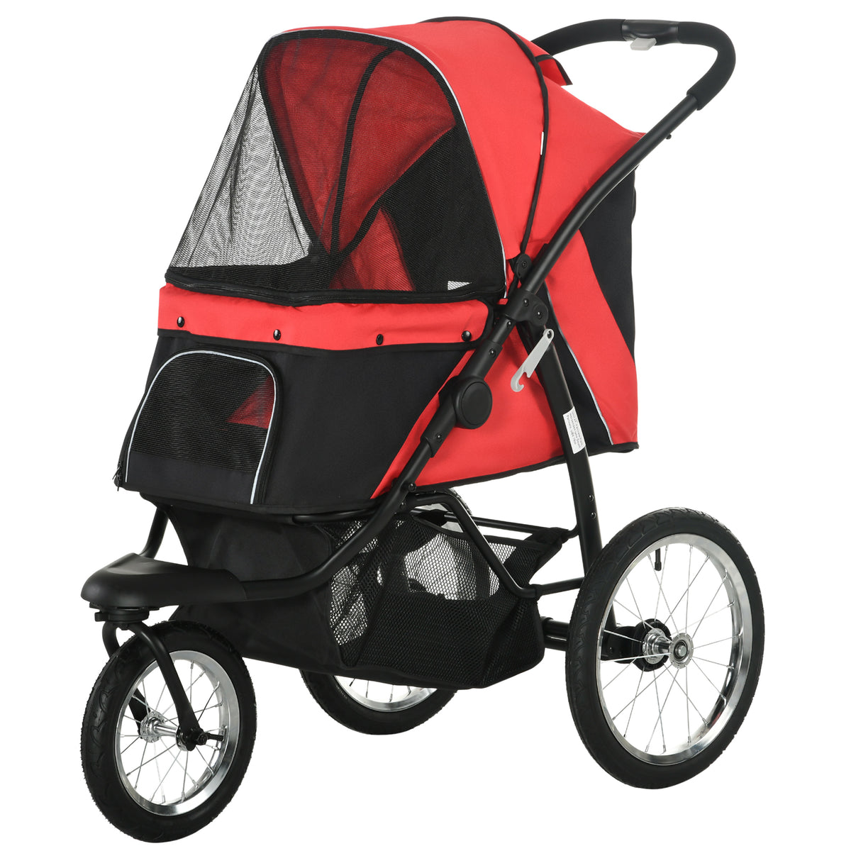 Pet Stroller for Small to Medium Dogs with 3 Large Wheels, Adjustable Canopy, Safety Tether
