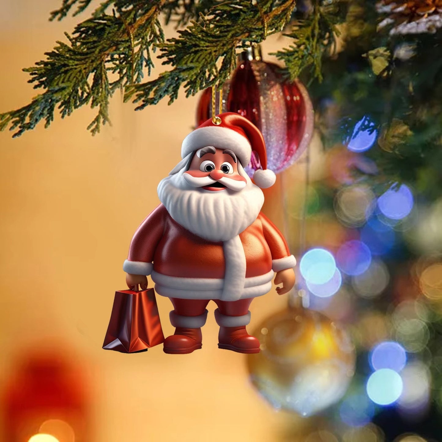 Acrylic Santa Claus Holiday Decor Pendant for Seasonal Festivities