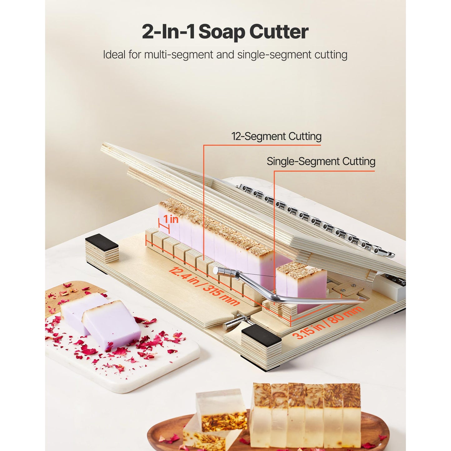 Soap Cutter for Handmade Soap Bars - Precise 1-Inch Cuts with Stainless Steel Wire