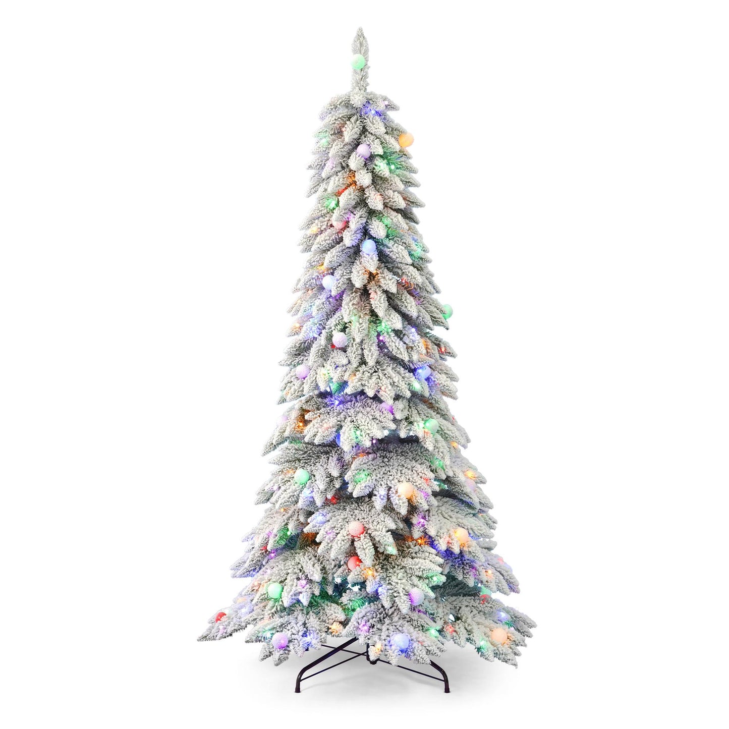 Pre-Lit Snow-Flocked Christmas Tree for Festive Home Decoration