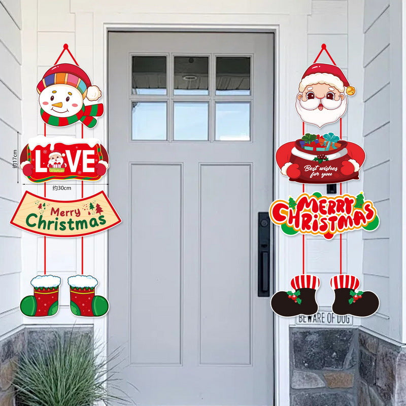 Christmas Scene Door Curtain Decor Cartoon Holiday Festive Hanging Ornament