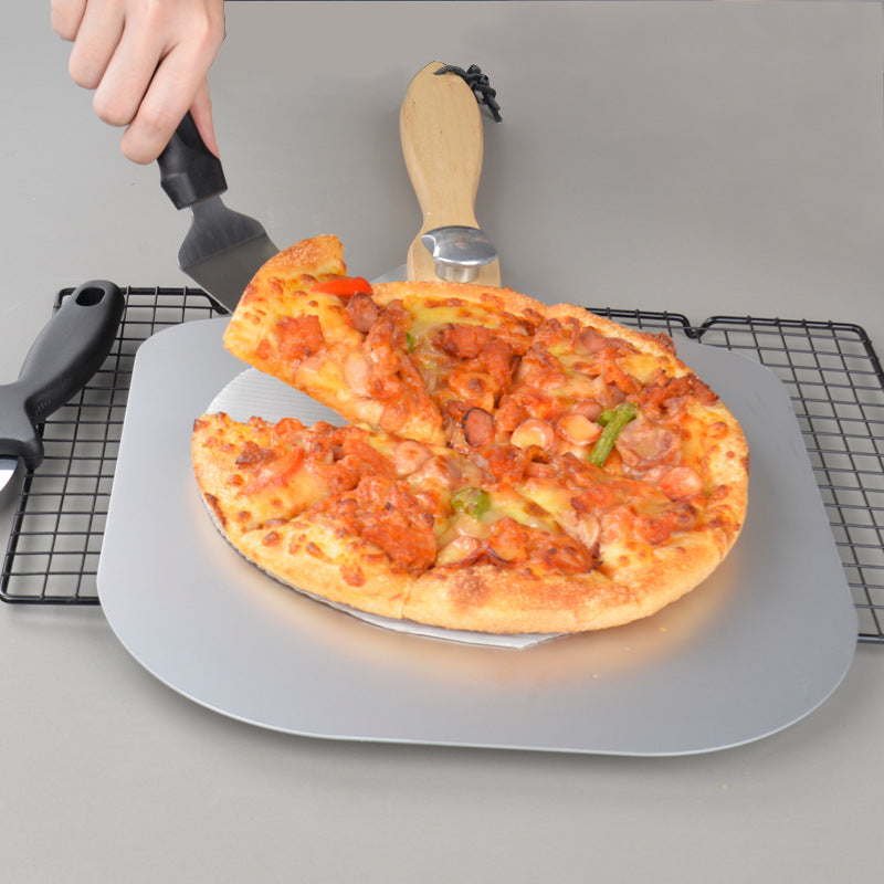 Multifunctional Aluminum Pizza Shovel & Cutter Set - Stainless Steel