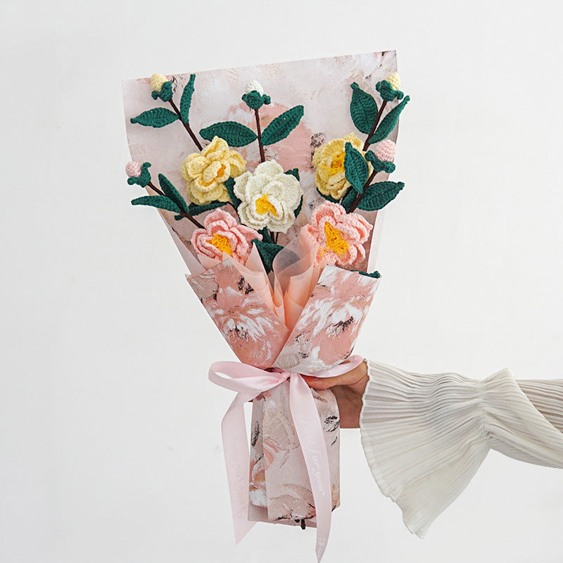 Artificial Flower Bouquet - Camellia Handmade Dried Flower Decor