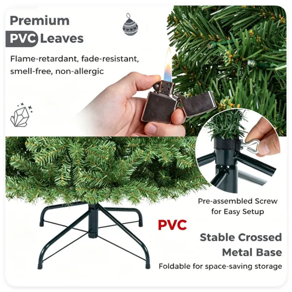 6 FT Pre-Lit Christmas Tree with 350 LED Lights & Remote Timer