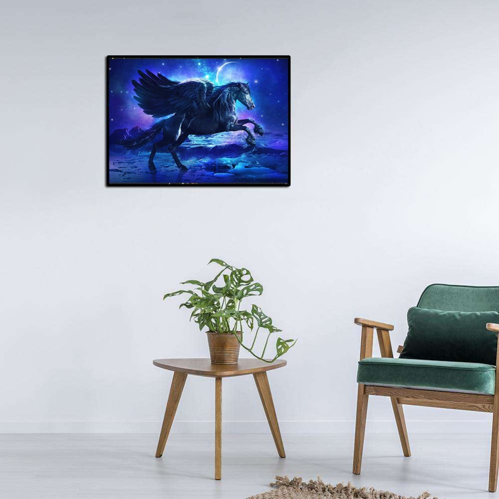 Diamond Painting Black Horse Racing Kit Full Square Cross Stitch Art DIY Home Decor