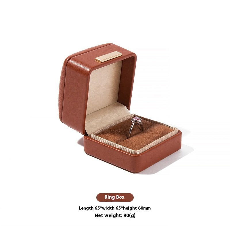 High-Grade PU Leather Jewelry Storage Box with Rounded Corners