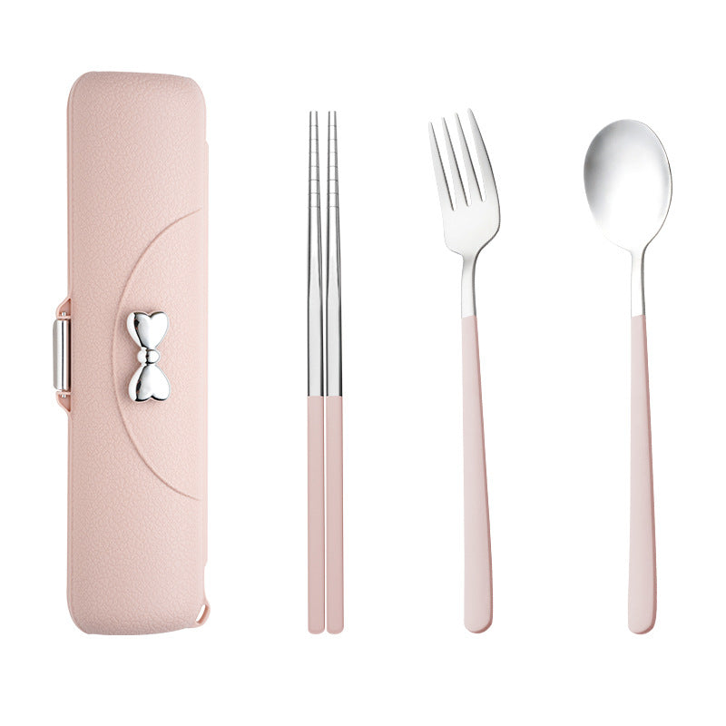 Stainless Steel Portable Tableware Set with Chopsticks, Spoon & Fork