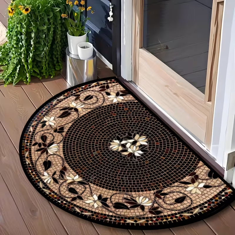 Crystal Velvet Semi-Circular Anti-Fouling Floor Mat - Multiple Sizes & Styles