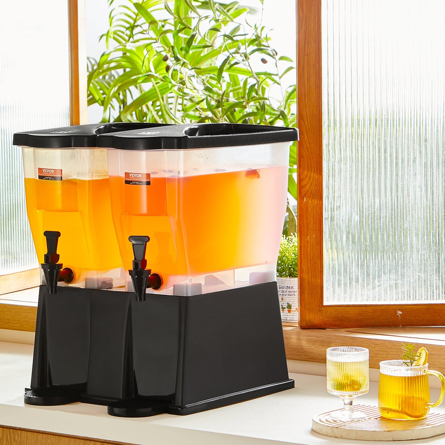 3 Gallon Beverage Dispenser Set - Dual Drink Dispensers with Stand