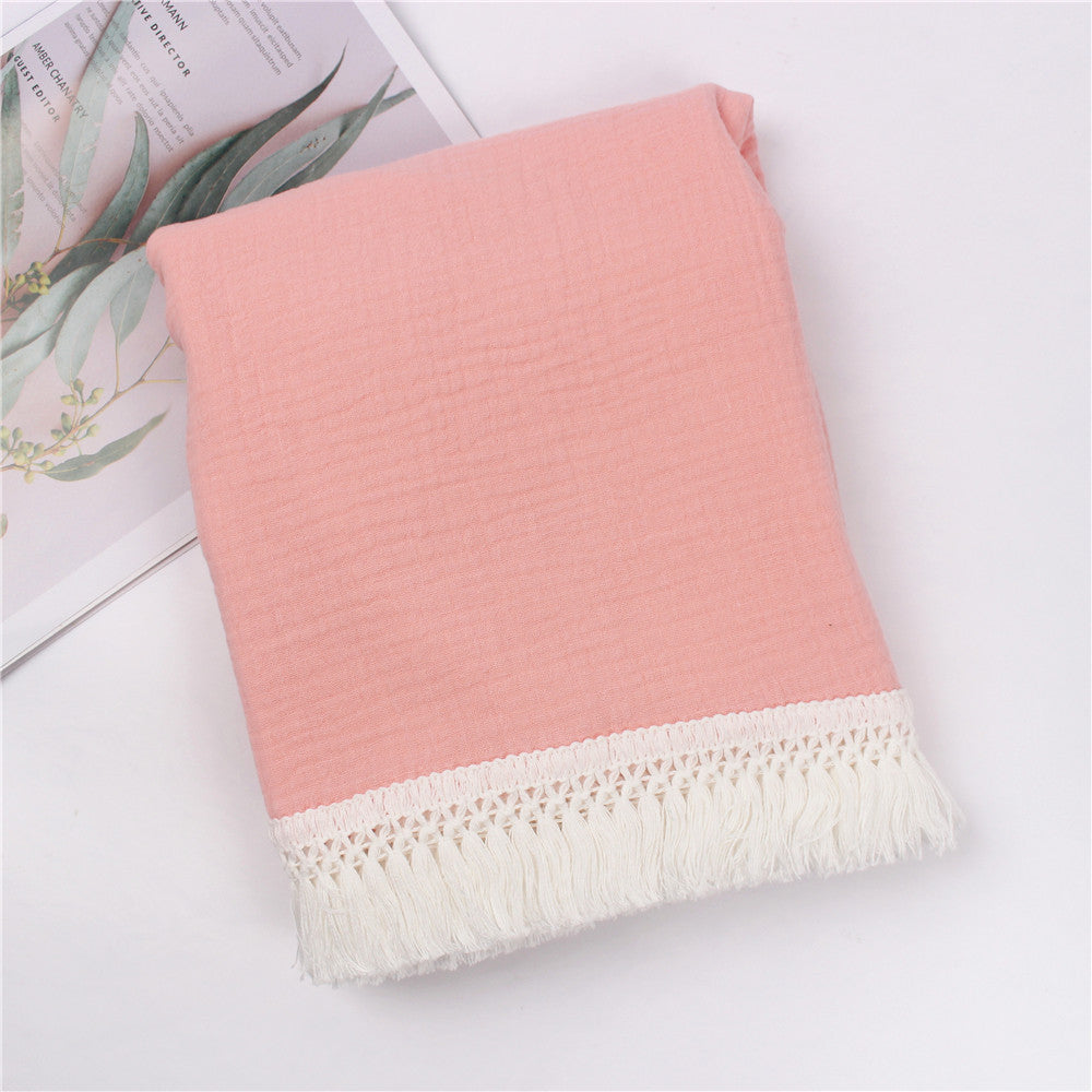 Children's Cotton Tassel Blanket - Baby Bedding 100x120cm, Multiple Colors