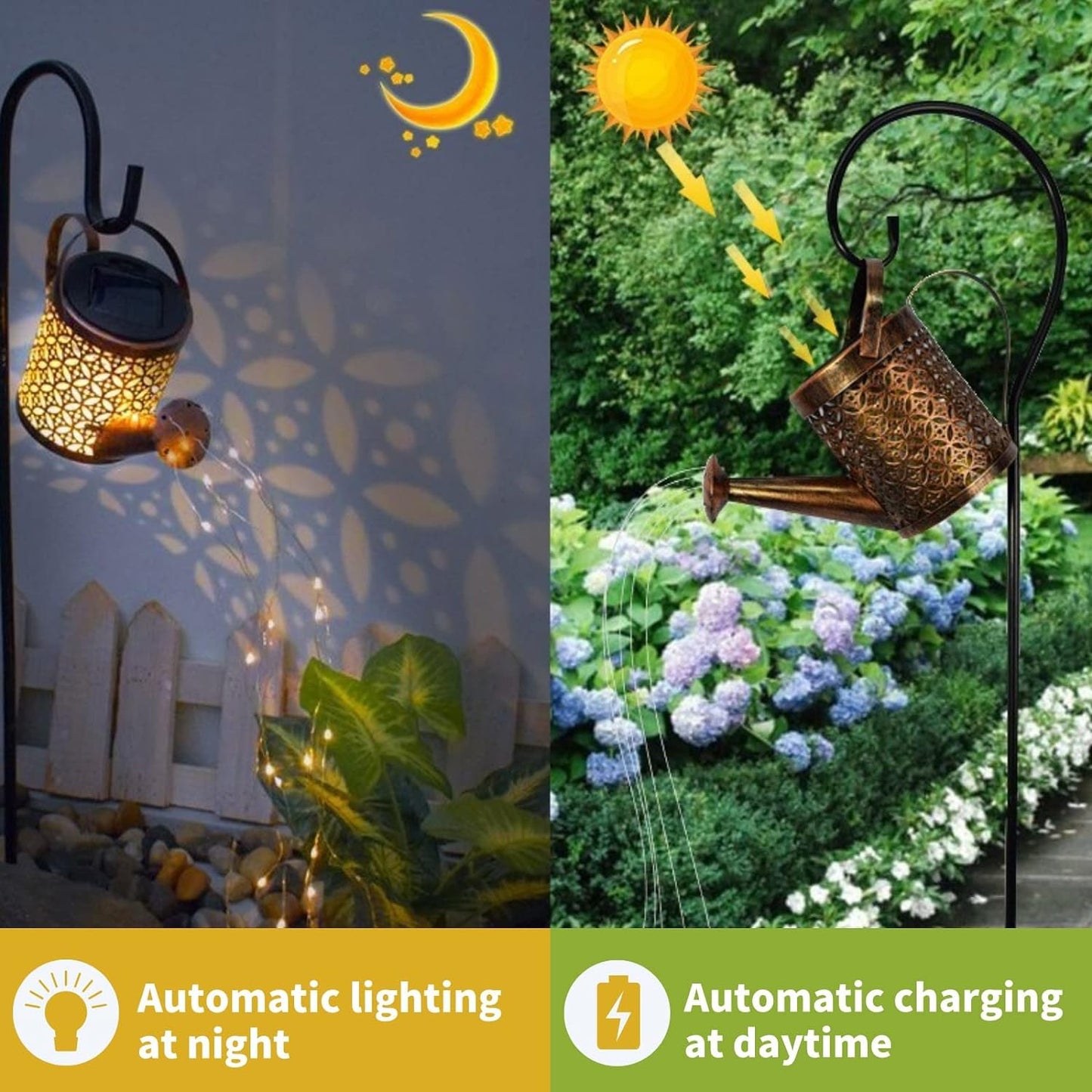2-Pack Solar Watering Can String Lights - Outdoor Garden Decor