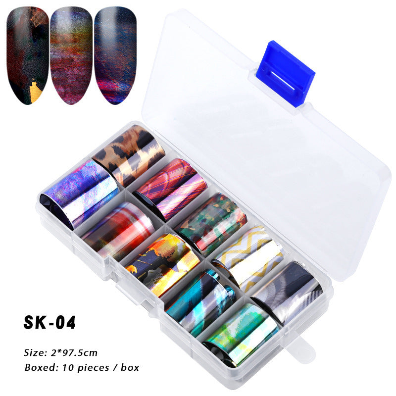Holographic Nail Foils Stickers - 10 Sheets