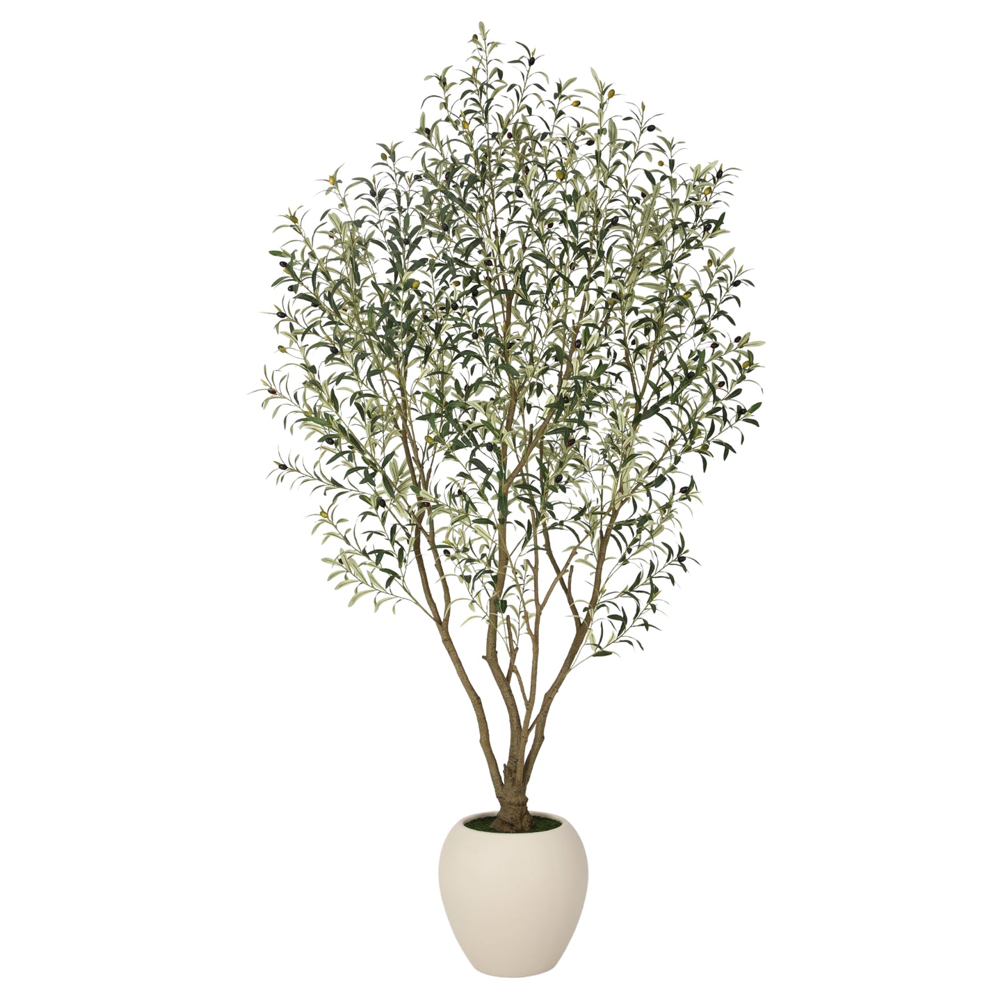 8FT Artificial Olive Tree with Modern White Planter - Indoor & Outdoor