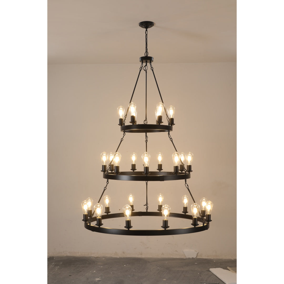 Retro Industrial 3-Layer Pendant Light - 27 Bulb Capacity