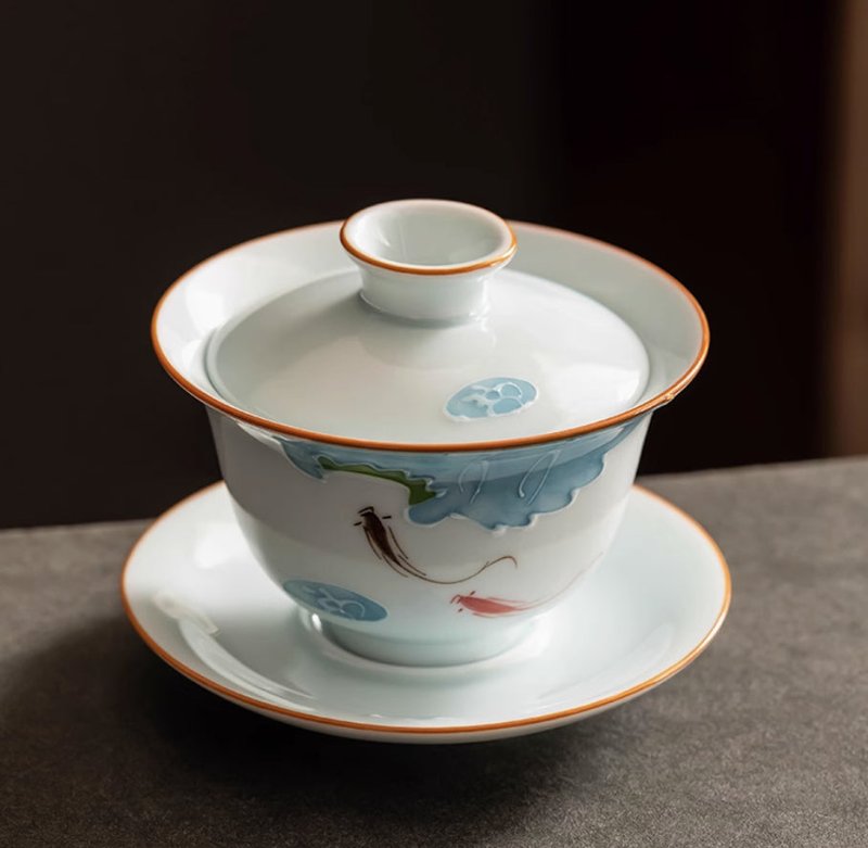 Large Hand Painted White Porcelain Tea Set - Modern Tableware