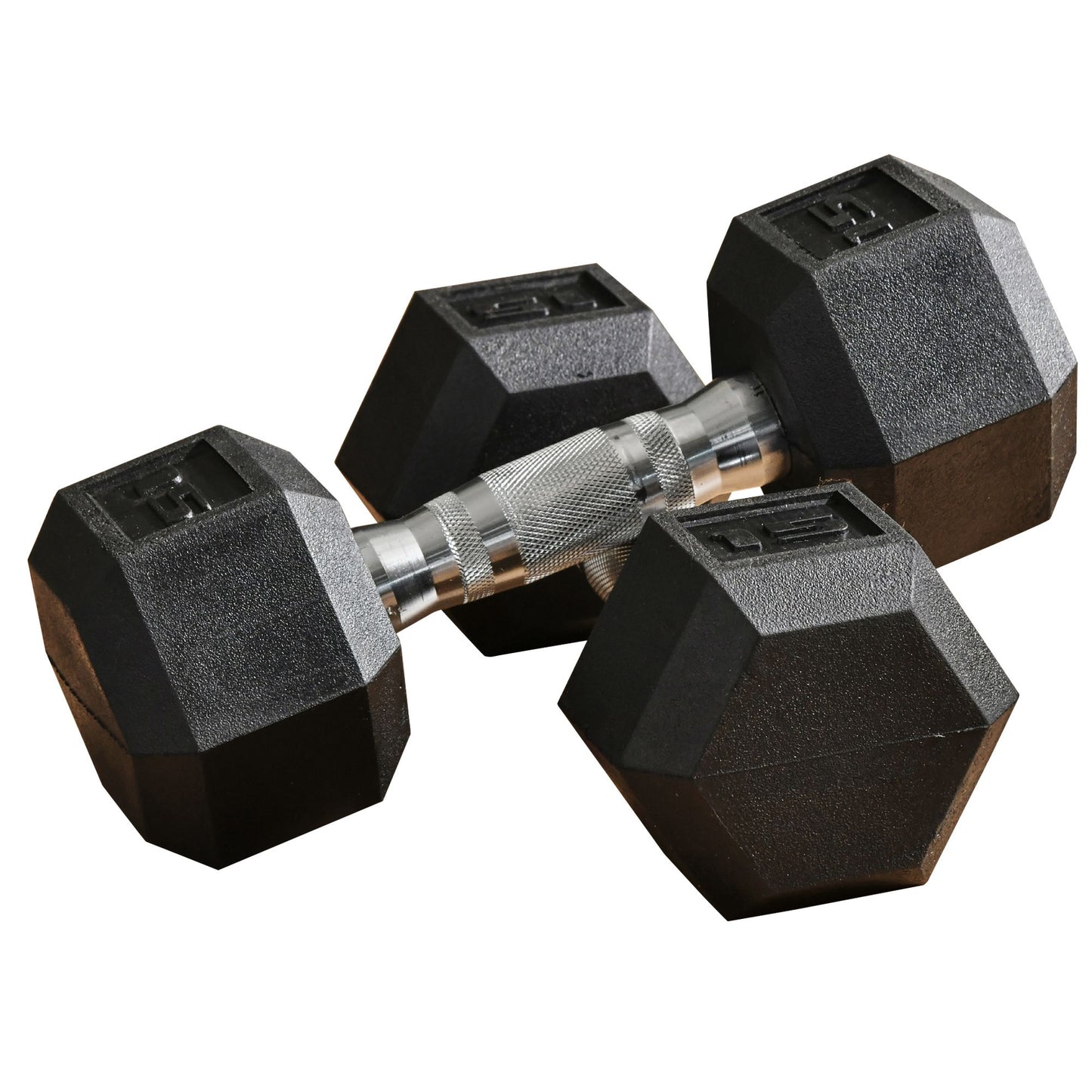 15 lbs Hex Dumbbell Set - Rubber Weights with Non-Slip Handles