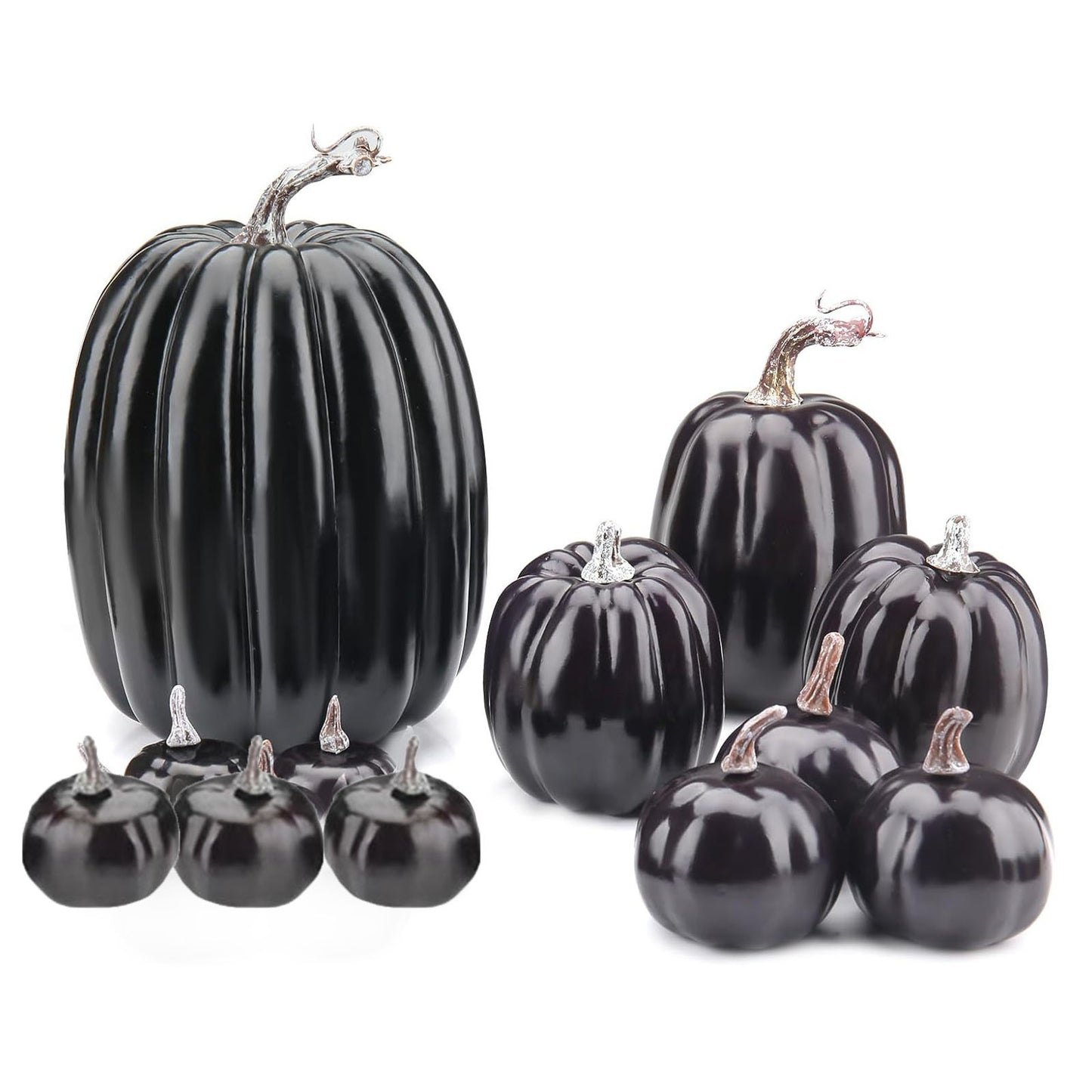 14pcs Black Foam Artificial Pumpkins for Fall Decorations