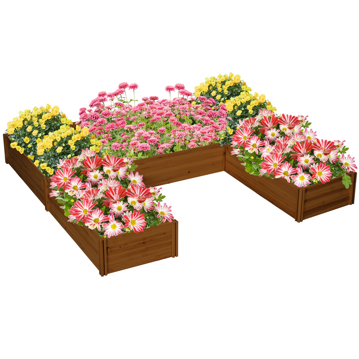 Large Wooden Raised Garden Bed Set of 5 for Outdoor Plants, Vegetables & Herbs