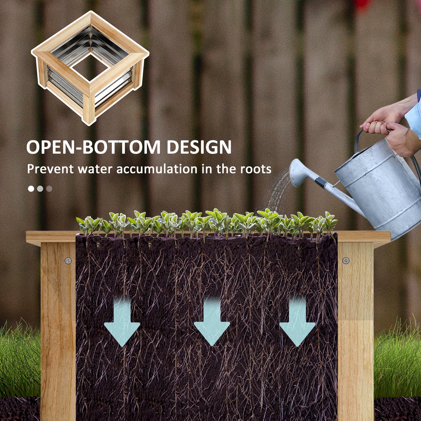 Wooden Raised Garden Bed with Trellis - Outdoor Vegetable Planter, 17.7x17.7x35.4 Inches