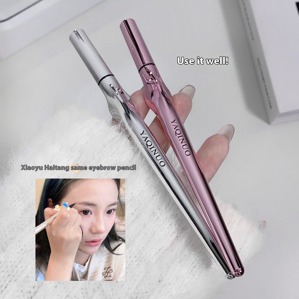 Waterproof Eyebrow Pencil with Dual-Fork Tip - Sweat-proof, Long-lasting Makeup Tool