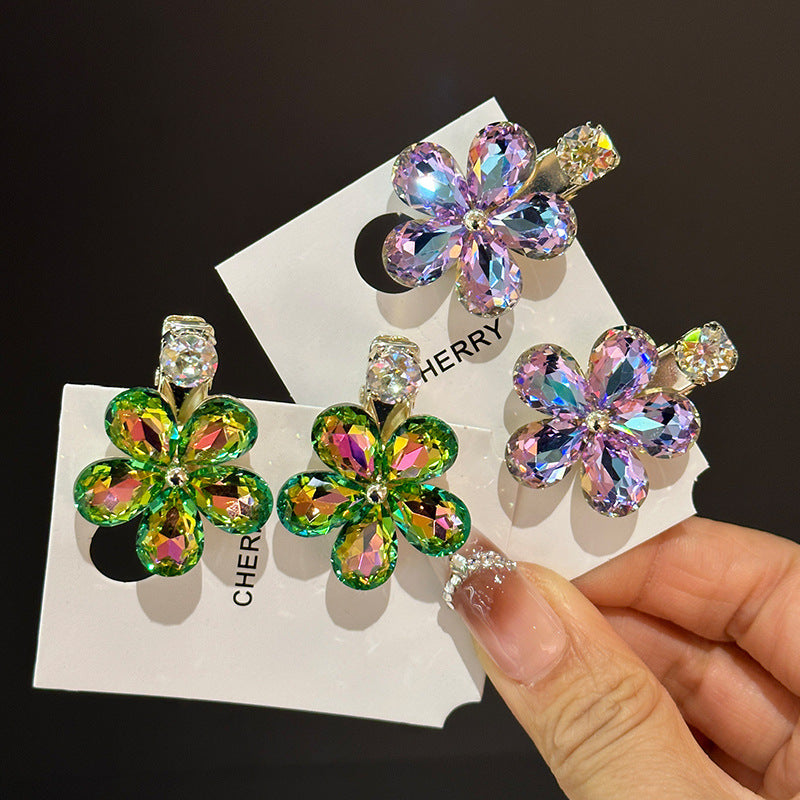 Elegant Crystal Flower Hair Clips - Side Barrettes for Women
