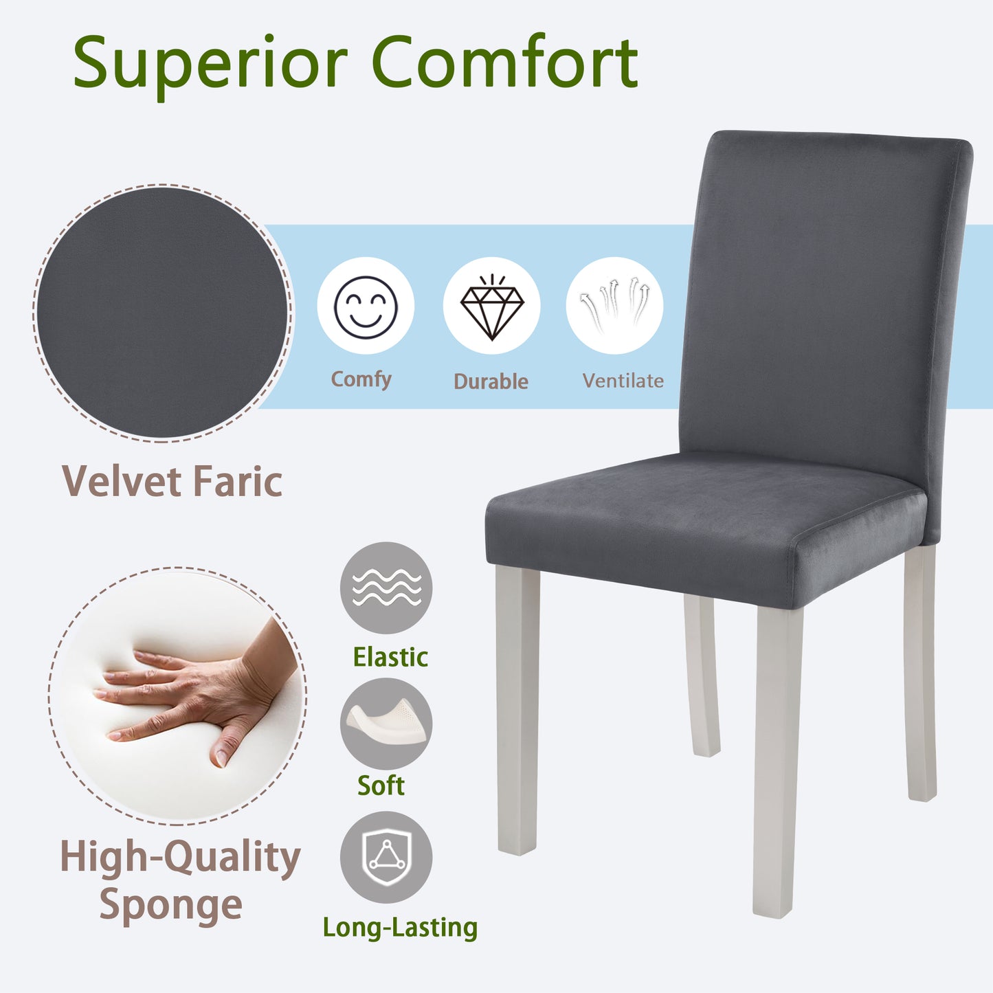 Dining Chairs Set of 4 with Padded Seat - Silver Grey