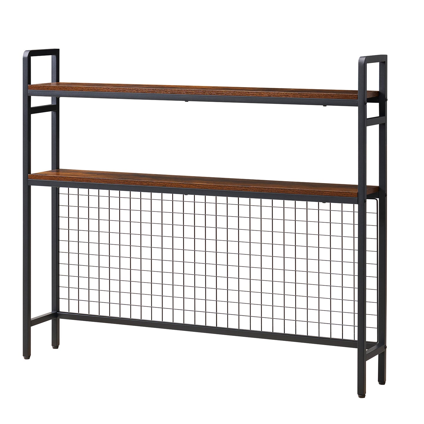3-Tier Desktop Bookshelf with Metal Frame and Wooden Shelves - Black, Organizer for Dorm, Office, Home