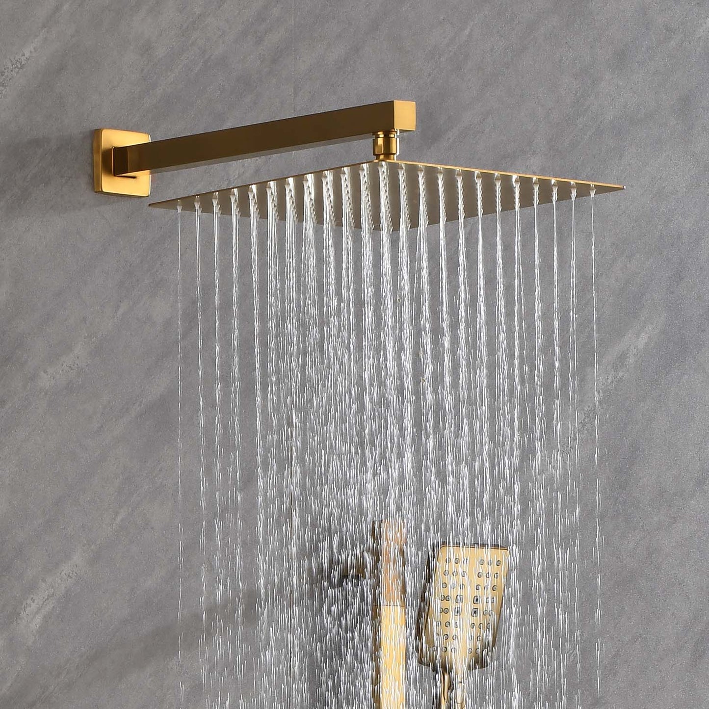 Brushed Gold Shower System - Rain Shower Head & Hand Shower
